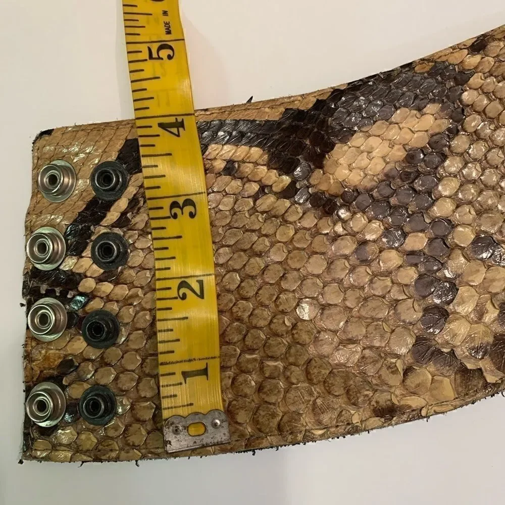 Snake Python skin belt beige/brown 2sets of snaps.